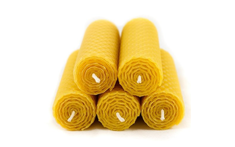 5x 100% Bienenwachs Tafelkerzen handgerollt