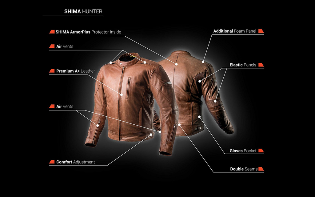 Shima HUNTER PLUS Leder Motorradjacke Bild 3 von 3