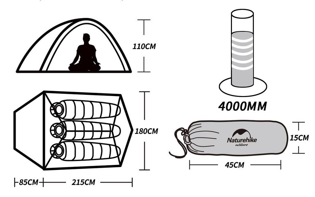 Naturehike Cloud-Up 3 Ultraleicht 3 Personen Zelt Image 1 from 8
