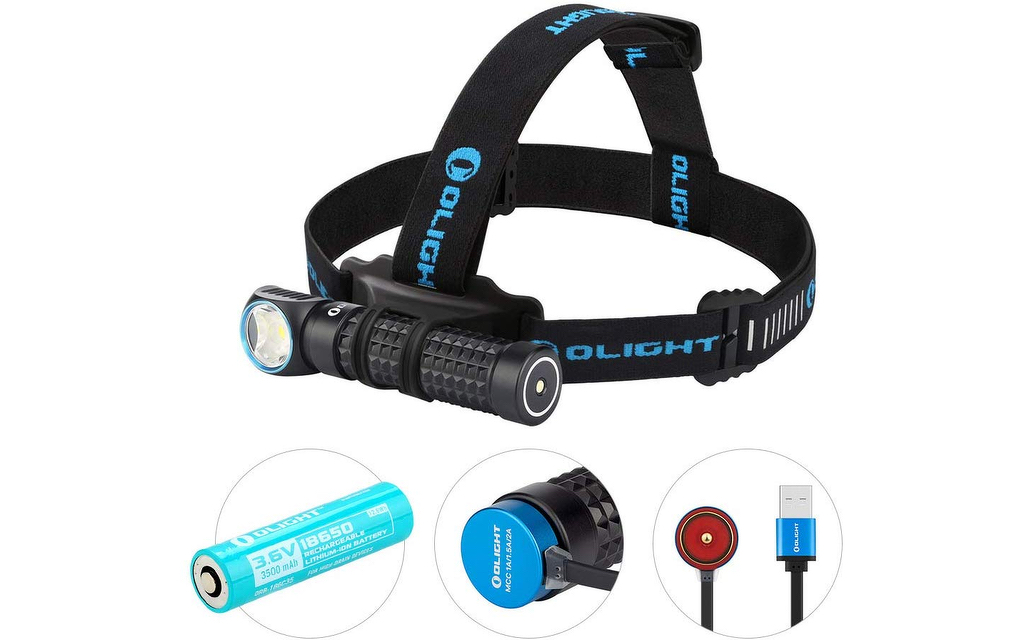 Olight Perun Stirnlampen 2000Lumen LED USB Magnetische mit 18650 Akku & Kopfband 