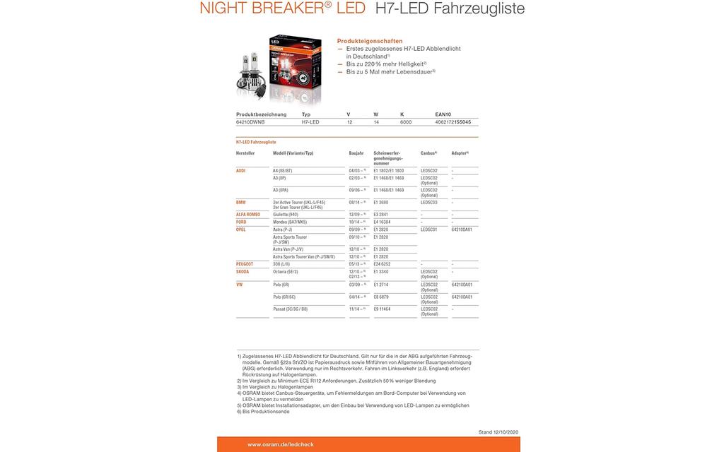 OSRAM | NIGHT BREAKER H7-LED; bis zu 220 % mehr Helligkeit Image 15 from 15