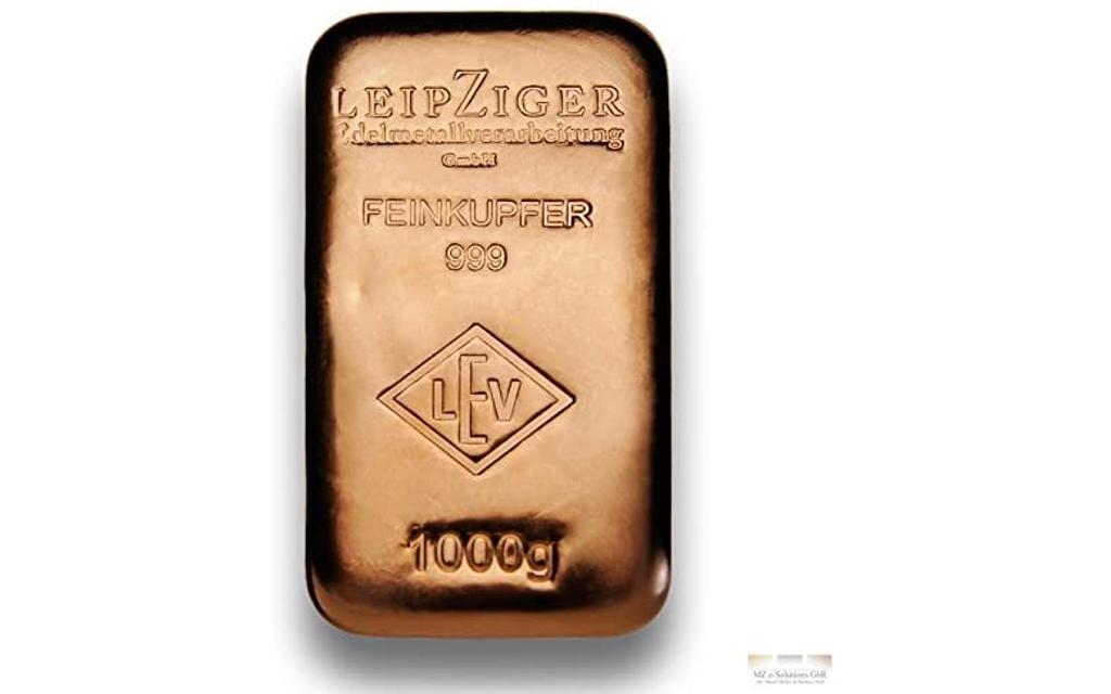 LEV | Leipziger Edelmetallverarbeitung Kupferbarren 1000g  Bild 1 von 2