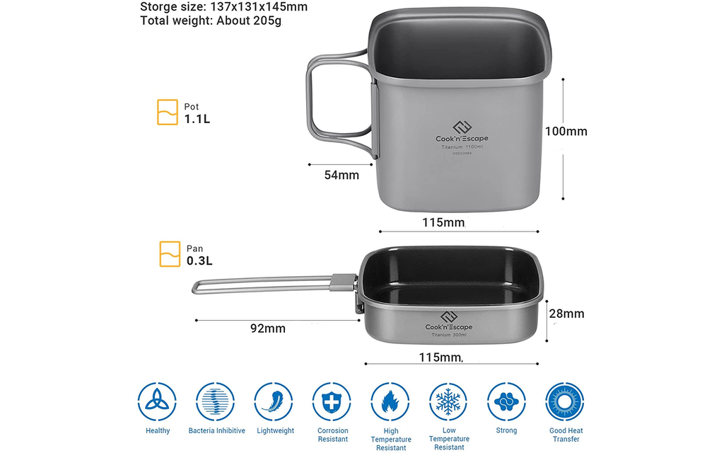 COOK'N'ESCAPE | Titan Kochgeschirr 2 in 1 Kit  Bild 1 von 5