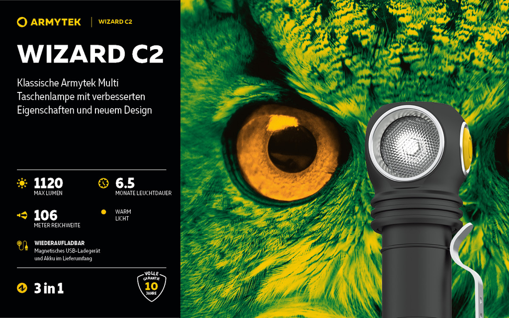 ARMYTEK | WIZARD C2 Pro Stirnlampe - Magnet USB & Warmes Licht Bild 11 von 24
